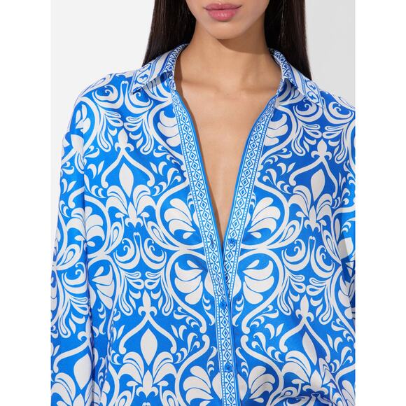 ALICE + OLIVIA Kiva Oversized Pajama Button-Up Shirt Size Small - Picture 9 of 14